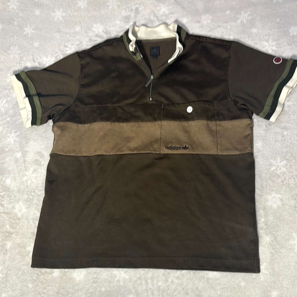 Adidas Olive and Cream Zip-Up Jacket